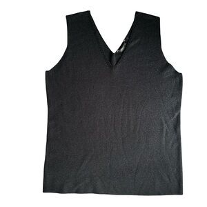 George Black V-Neck Knit Tank Top Size XL Sequin Neckline Neutral Bussiness